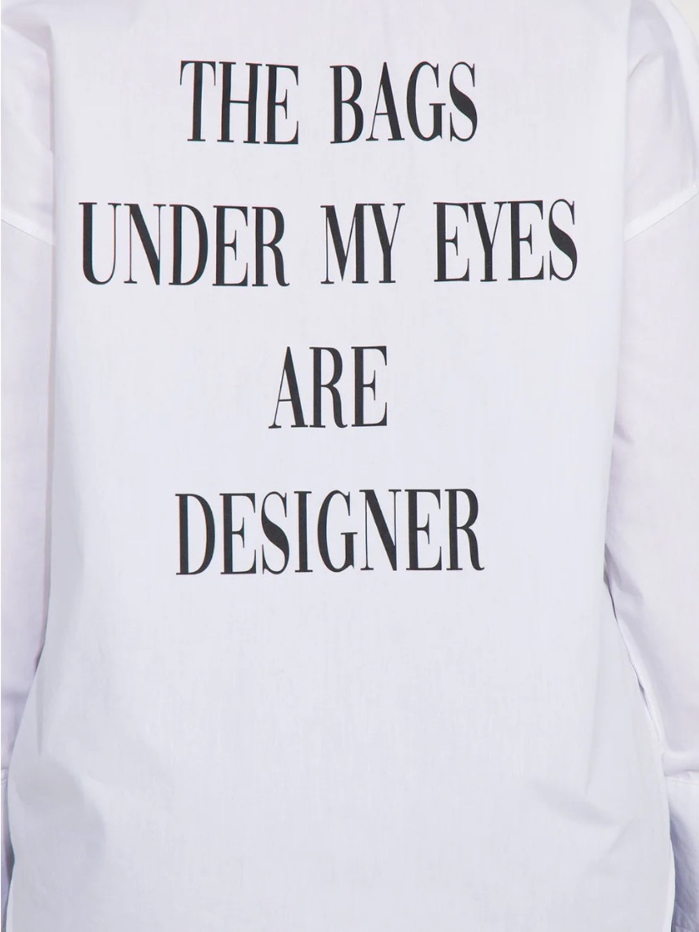 Glam White Button-Up Shirt with Back Slogan